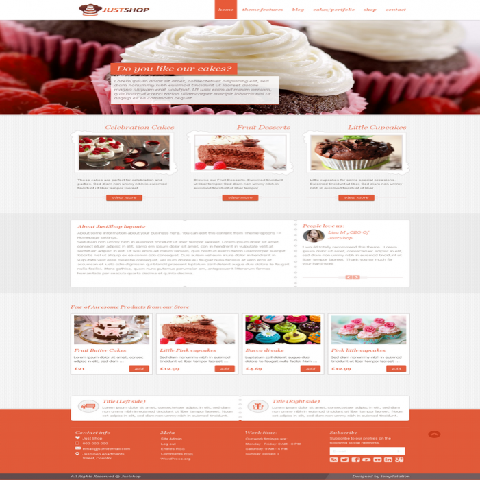 Justshop v5.0 – Cake Bakery Restaurant WordPress Theme