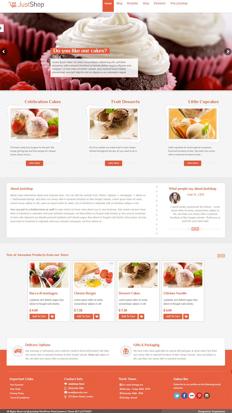 Justshop v5.0 – Cake Bakery Restaurant WordPress Theme 